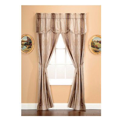 Tuscan Jacquard Mocha 5 piece Window Treatment Set   56 x 84 (2) Mocha