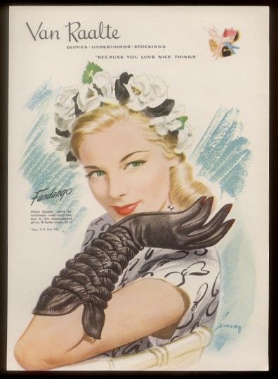  Pretty Woman Art Van Raalte Fandango Gloves Vintage Print Ad