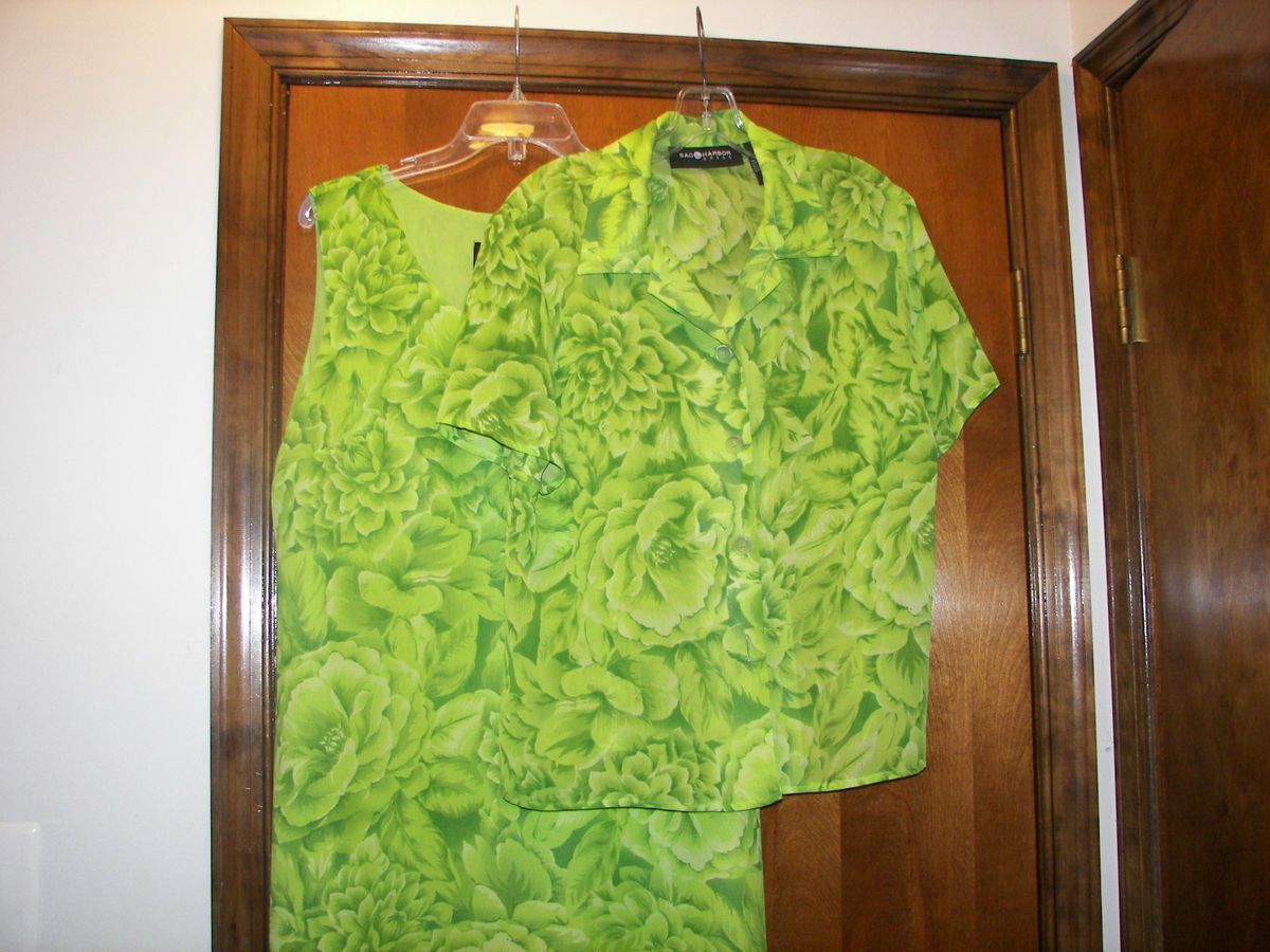 Sag Harbor Dress Green Floral Dress Top 12