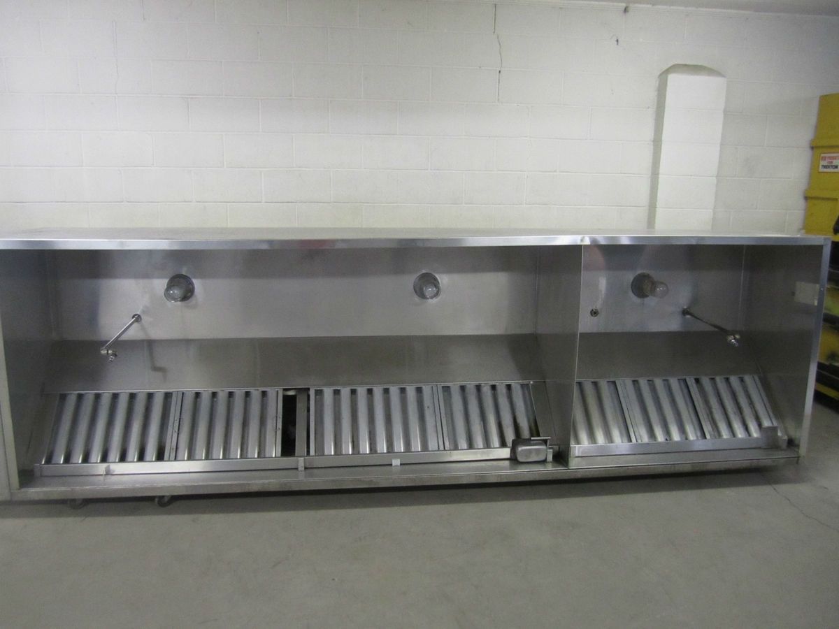 Greenheck Stainless Steel 12 Foot Restaurant Grease Exhaust Hood