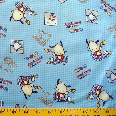 happy everyday fabric dog hockey on blue 62 wide bty