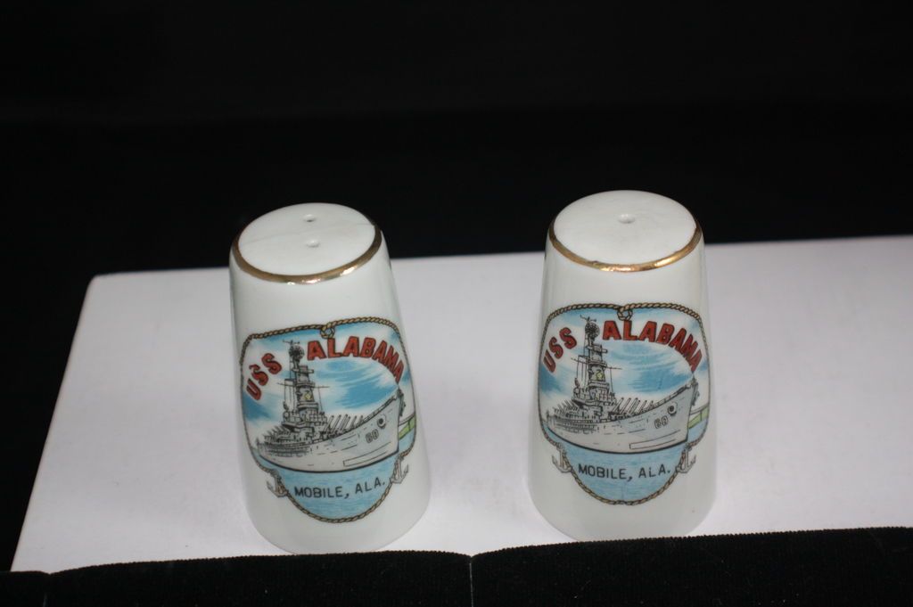 USS ALABAMA Salt & Pepper S&P Shakers Set Made in Japan