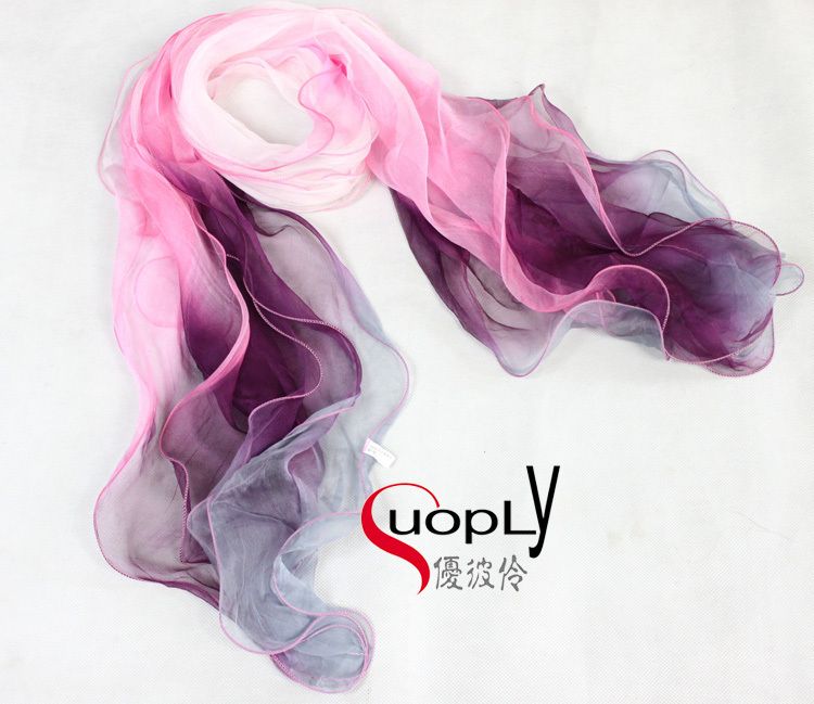 Free SHIP 100 Silk 3 Layer Ruffle Scarf Multi Colored 927