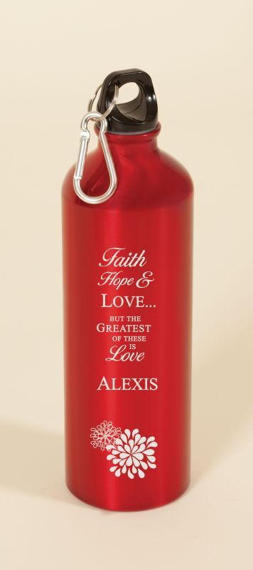  Bottle with Carabiner Personalized Laser Engraved Faith, Hope, Love