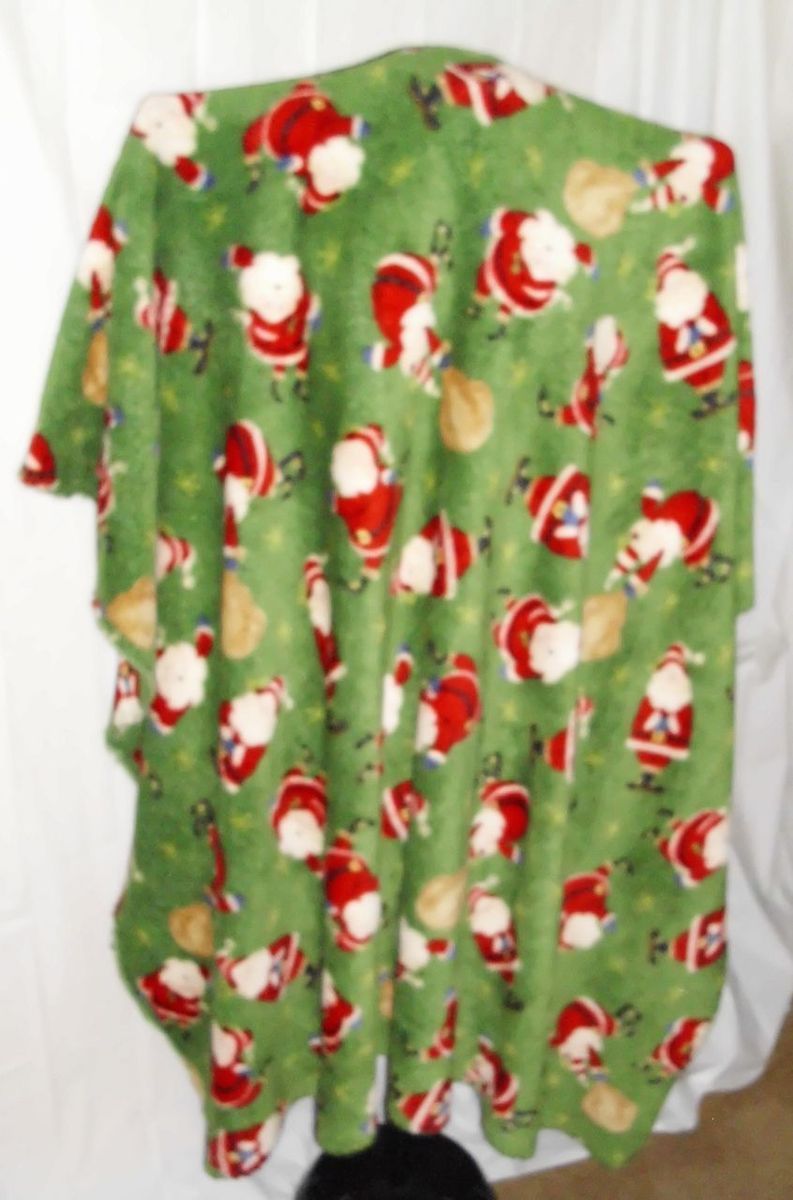 Santa Green Fleece Blanket Throw