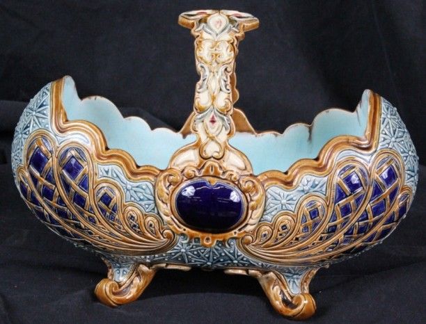 L129 Austrian William Schiller Son 1900s Renaissance Majolica Serving