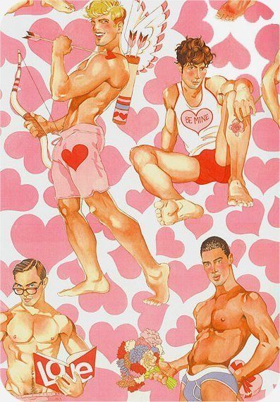 Alexander Henry Look Of Love Pink Hearts on White Pin Up Men Fabric 3