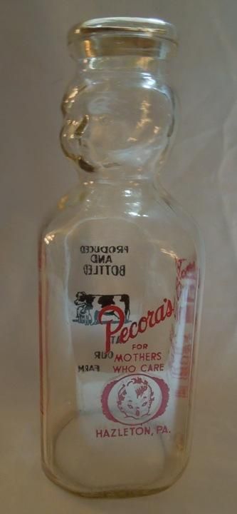 Pecoras Dairy Baby Top Four sided Pyroglazed Quart MIlk Bottle