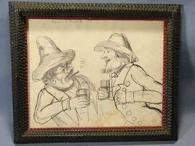 Antique 4 Layer Tramp Art Frame Original Paint 1860s Pencil & Ink