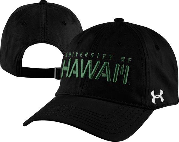 Hawaii Warriors Black Under Armour Charged Cotton Adjustable Hat