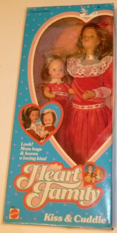 Vintage 1986 Mattel HEART FAMILY KISS & CUDDLE Mom +Baby Doll Mint in