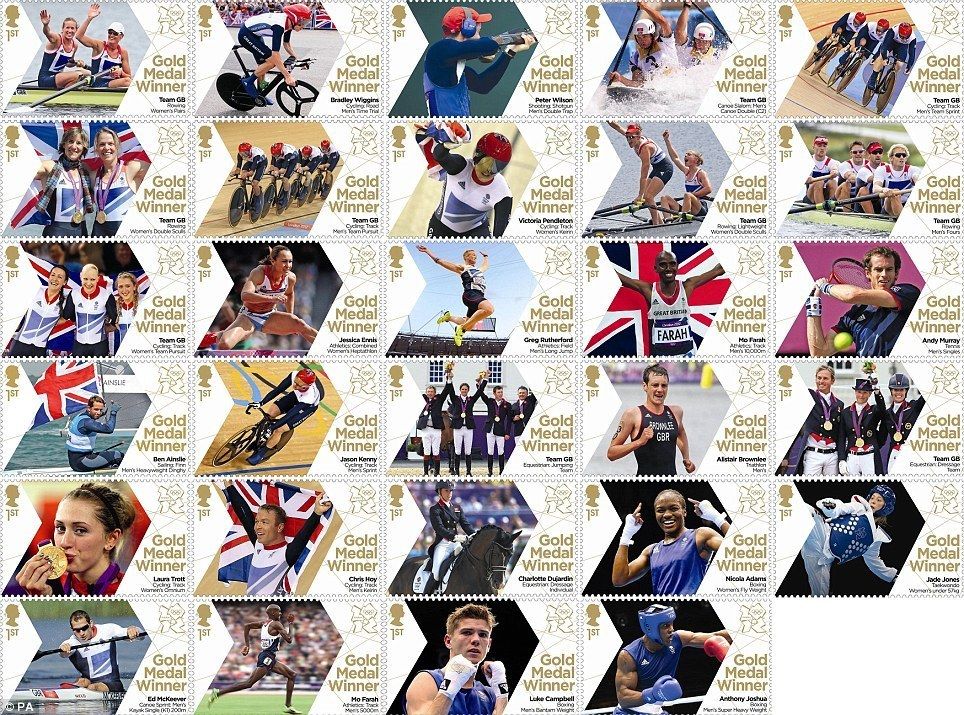 Single London 2012 Gold Medal Winners Stamps 1st Class Olympics Royal