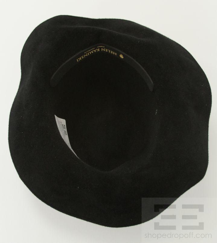 Helen Kaminski Black Felt and Leather Trim Hat