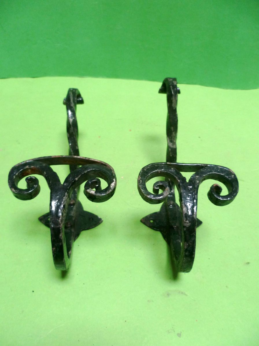 Pair of Old French Forged Coat Hat Hooks