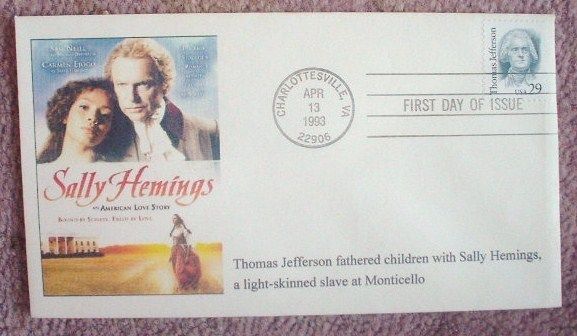 THOMAS JEFFERSON SALLY HEMINGS SLAVE MISTRESS RARE CACHET FDC 1993