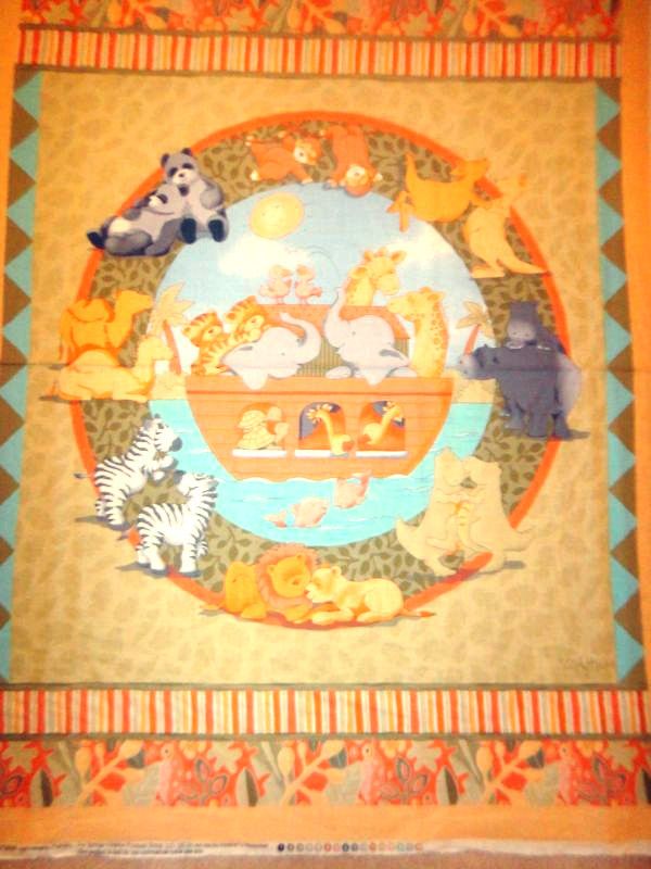 NOAHS ARK CATHY HECK NURSERY 100 COTTON FABRIC WALLHANGING PANEL