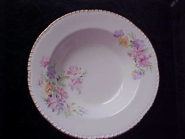 Homer Laughlin Floral Bowl Gold Rim 8 1 4