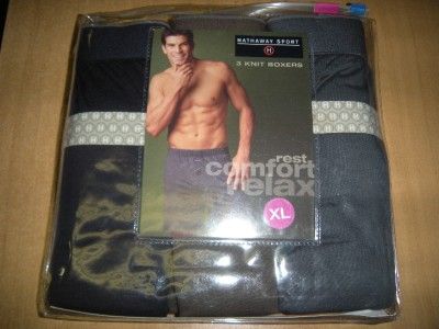 NIP 3PK HATHAWAY SPORT Mens Cotton Knit Boxers Sz XL 40 42 GRAY/GREEN