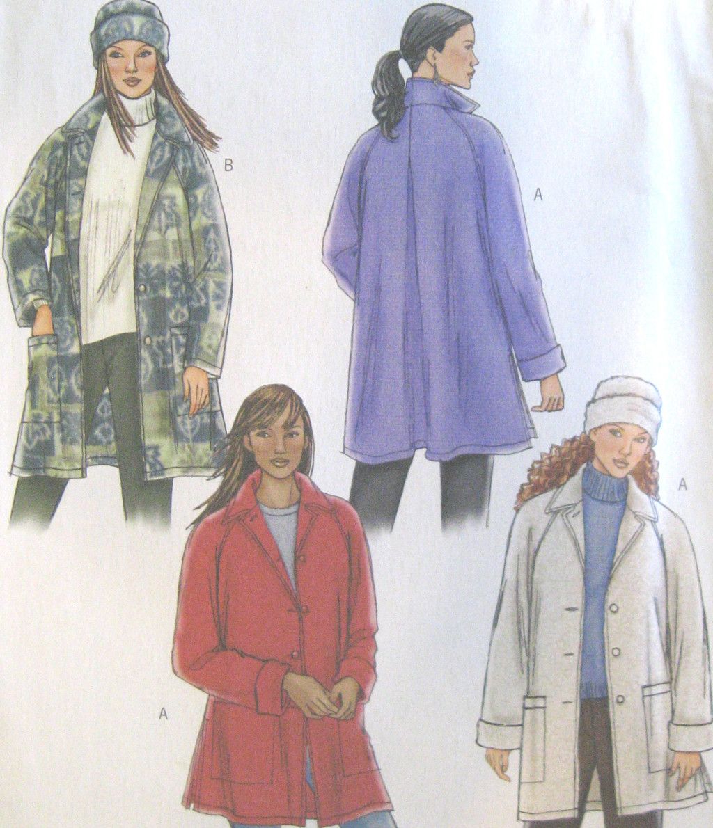 Misses Unlined Jacket Lined Hat Sewing Pattern Raglan Sleeves Back