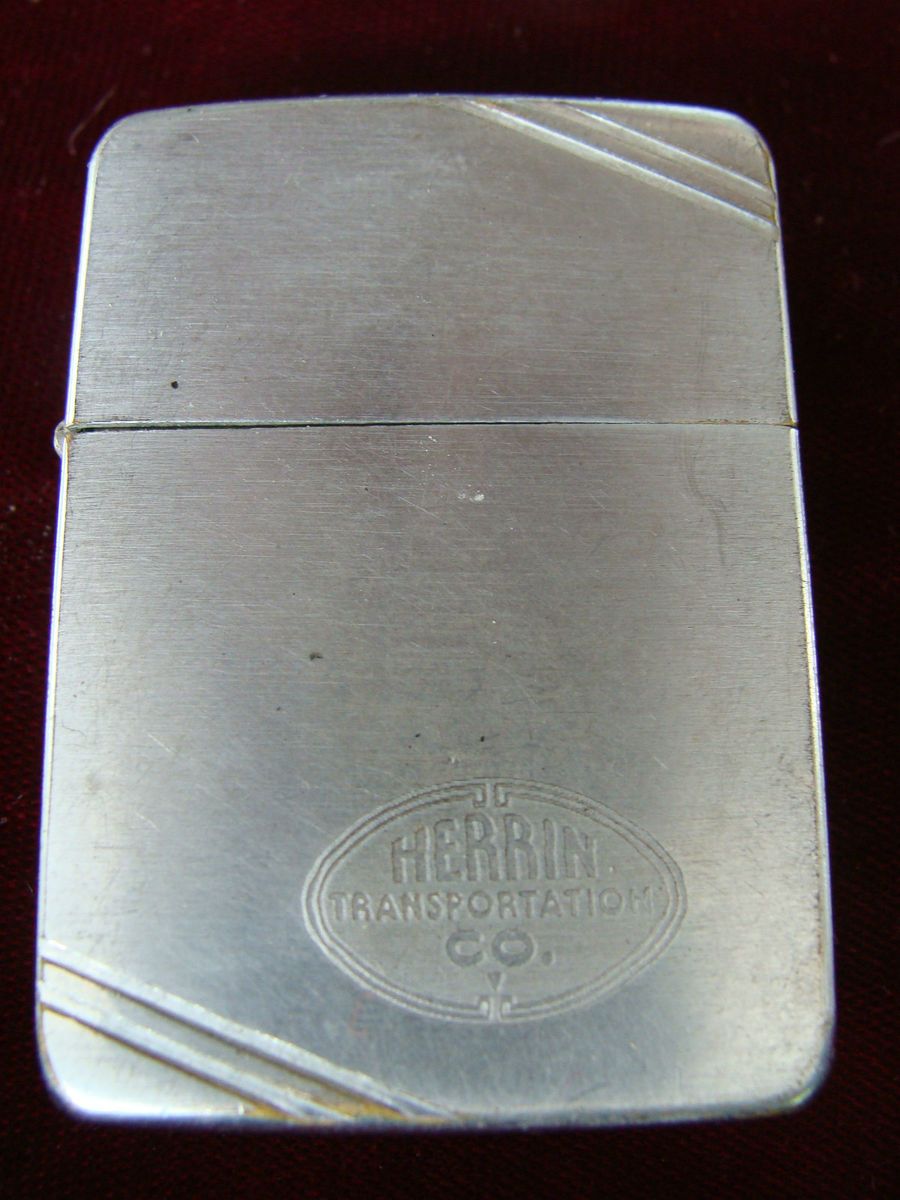 Vintage Deco Zippo Lighter Herrin Transportation Co Advertising 1938