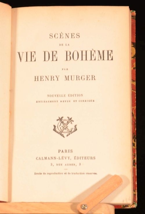 C1861 Scenes de La Vie de Boheme Par Henry Murger Nouvelle Edition