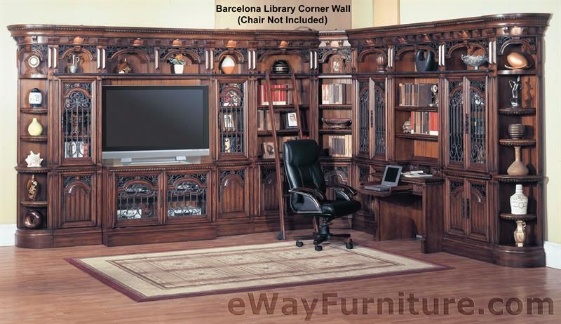  Barcelona Library Corner Bookcase Wall Unit Home Office Furniture