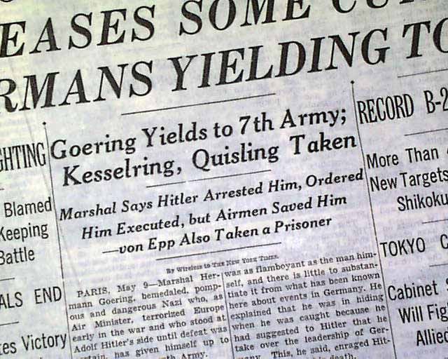 Hermann Goering Albert Kesselring World War II Nazis Captured 1945 Old