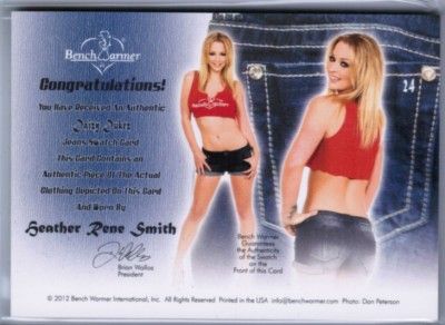 HEATHER RENE SMITH 2012 BENCHWARMER DAIZY DUKEZ #d 15/15 PINK FOIL