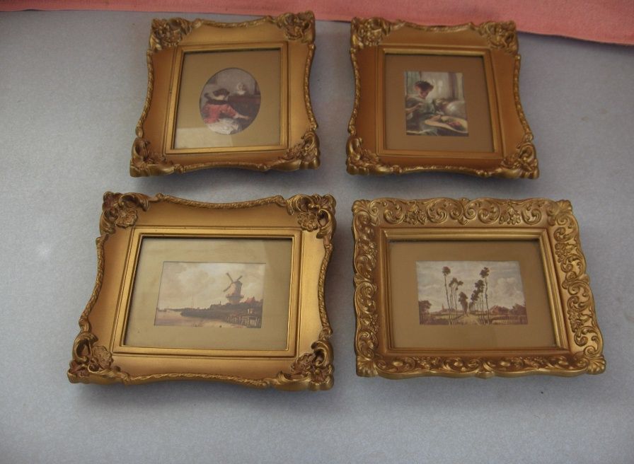 PC Set Vintage Hollywood Regency Gold Ornate Famous Painting