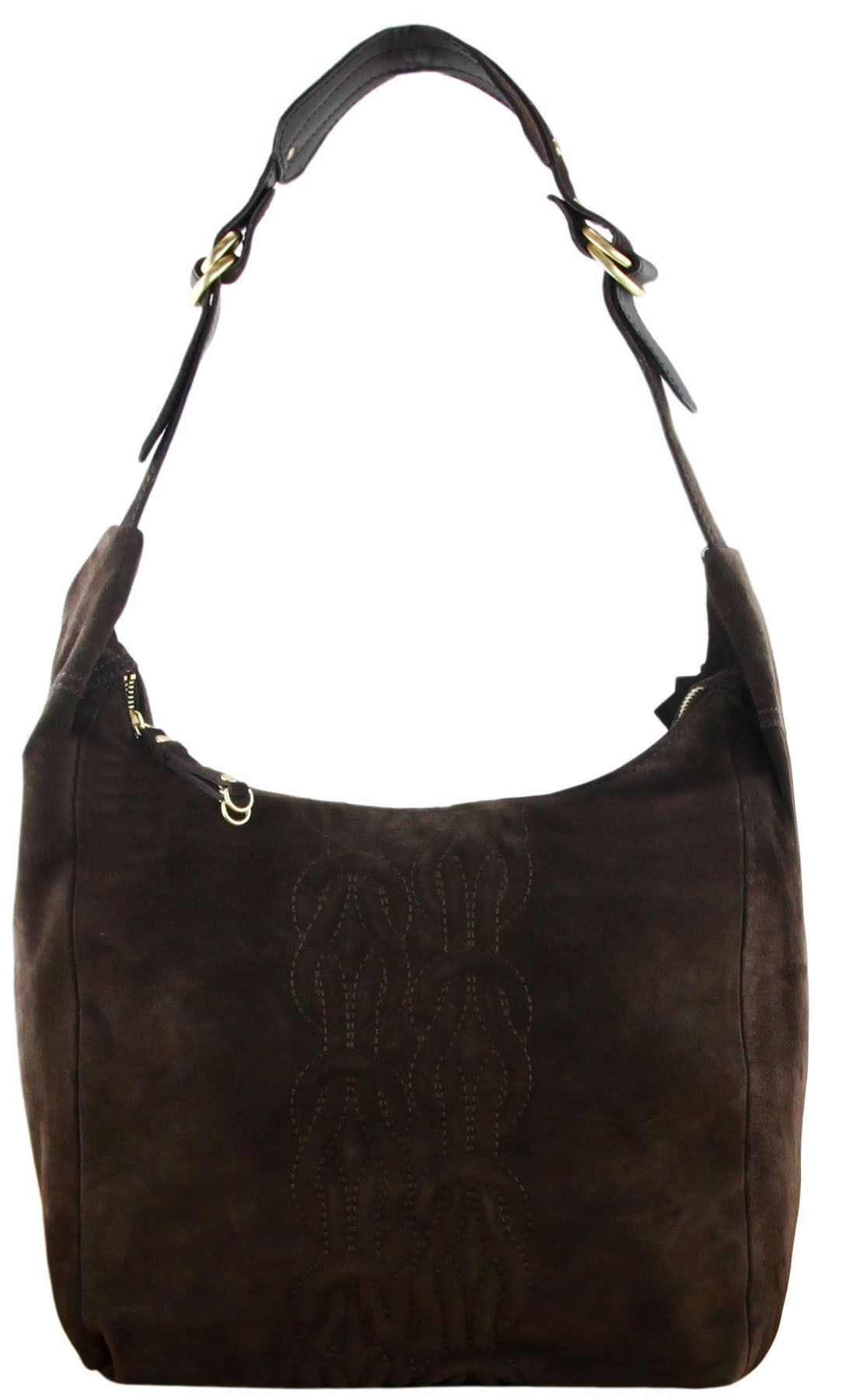 tommy hilfiger quinlan brown suede hobo bag