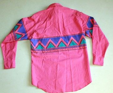 Vtg RARE Wrangler Hot Pink Shirt Western Cowboy Thick Cotton Xltail