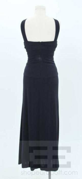 Herve Leger Navy Seamed Halter Maxi Dress Size US 4