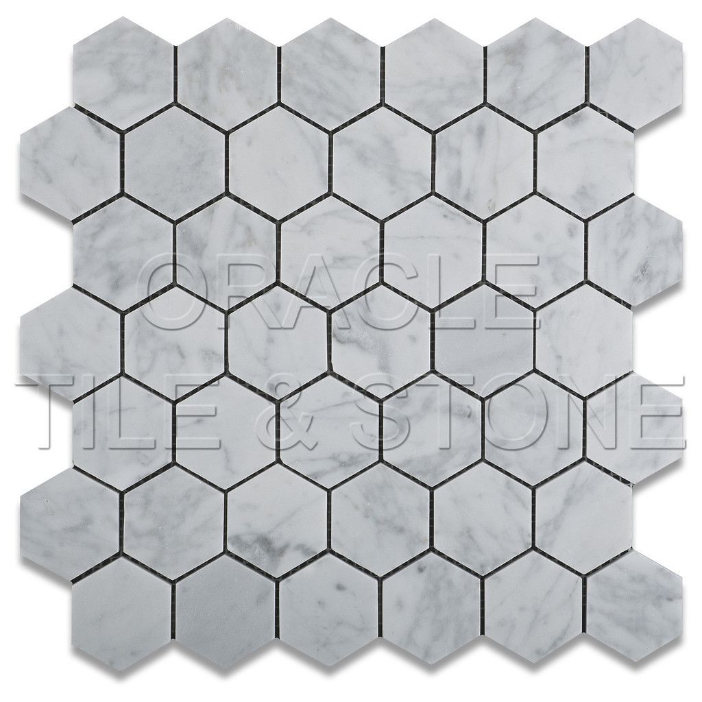 Carrara White Marble Polished 2 Hexagon Mosaic Tile