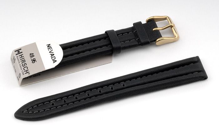 Hirsch Nevada 16mm Black Leather Sport Watch Band Strap