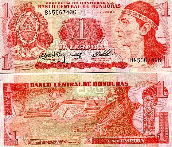 Honduras 1 Lempira 1984 P 68B UNC