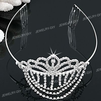  Rhinestone Wave Bridal Hairband Headband Tiara 2 Combs Hot