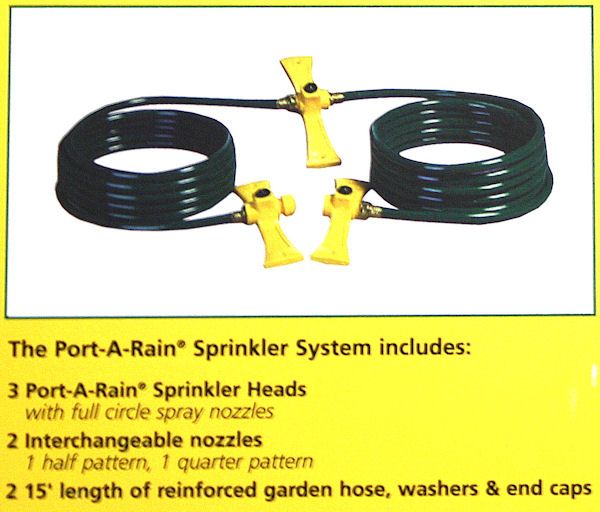 Port A Rain Sprinkler System 3 Sprinklers 2 Hoses
