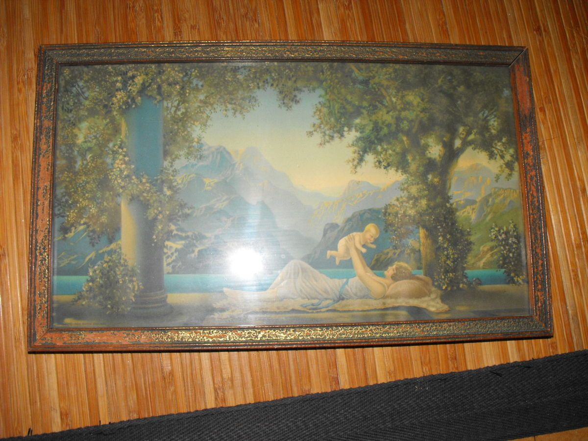 1920s Art Deco Framed R Atkinson Fox Print Loves Paradise