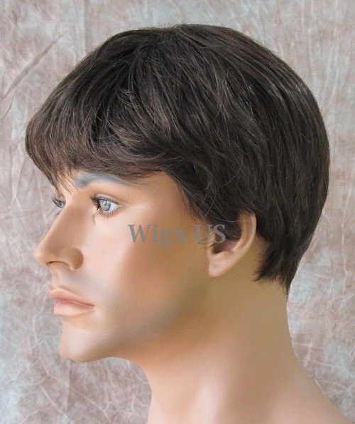 Classic Style Medium Chestnut Brown Mix Mens Full Wig