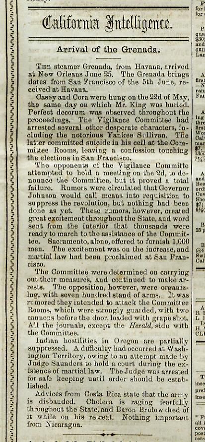  California Vigilance Lynchings Indianola Texas Camels 1856