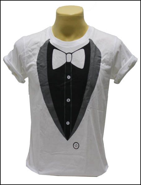 New Indie Rock White Men T Shirt Tuxedo Party Suit Size L WH110007