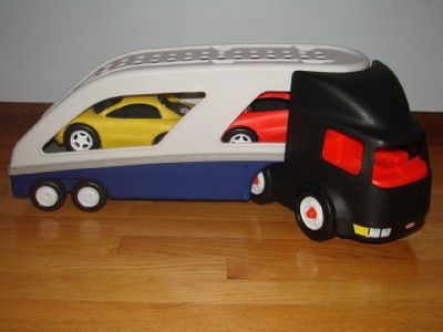 Little Tikes Semi Truck Hauler Carrier Indy NASCAR Race Cars