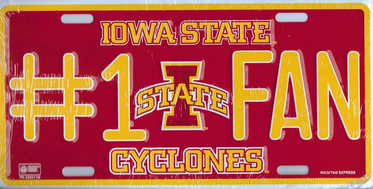 Iowa State Cyclones NCAA #1 Fan Aluminum Metal License Plate 6x12 Tag