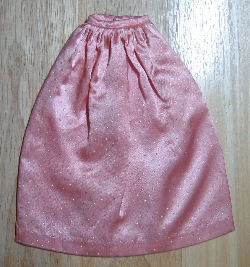 Barbie Satin Skirt 1963 Pink w Silver Glitter Dots