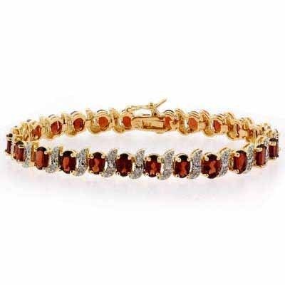 15 Carat Red Ruby and Genuine Diamond 18K Gold Bracelet