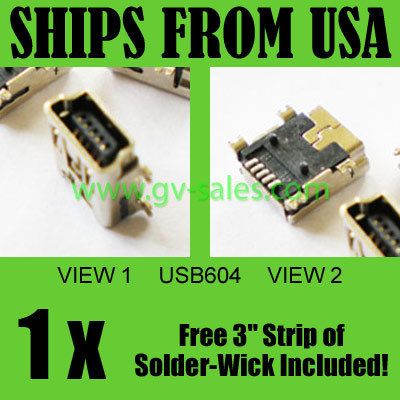 USB Mini 5 Pin Female Right Angle PCB SMT Jack Free s H