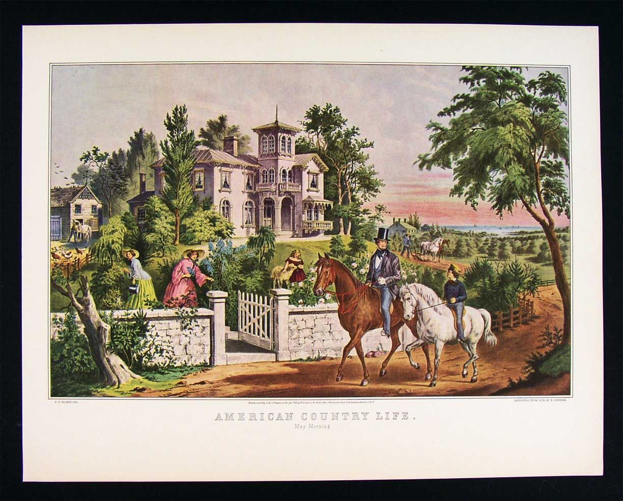Currier and Ives Print   American Country Life May Morning   Victorian