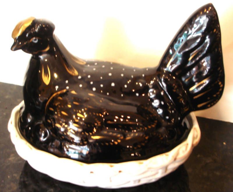 Antique Jackfield Staffordshire Hen on Nest