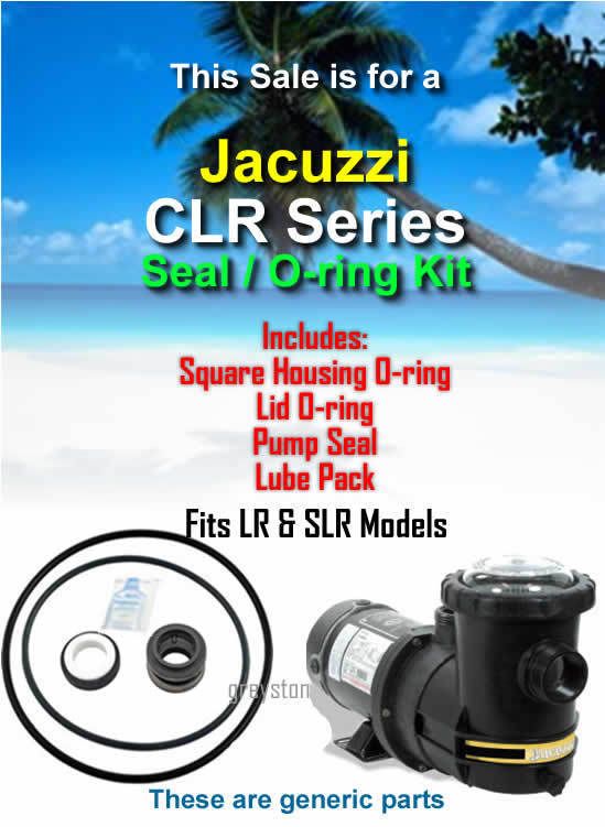 Jacuzzi CLR LR SLR Series Pool Pump Seal O Ring Kit