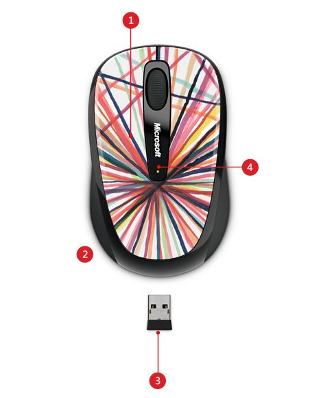 Microsoft Wireless Mobile Mouse 3500 GMF 00093 Exploding Lines Mike